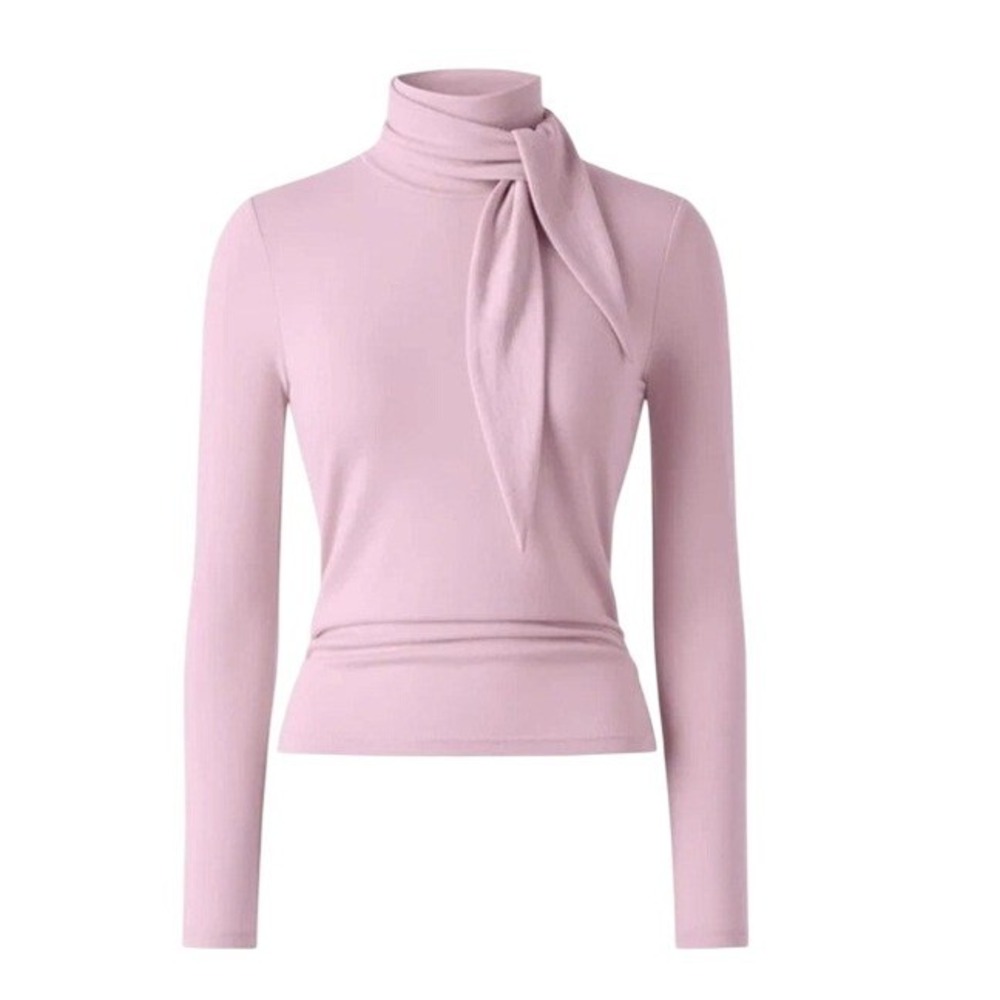 OGL Ruched Long Sleeve Brami Padded Top with Scarf Heathered Pink S Small New